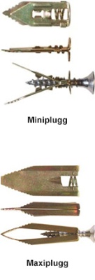 Miniplugg och Maxiplugg Plugg för gips och lättbetong